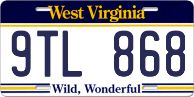 WV license plate 9TL868