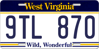 WV license plate 9TL870