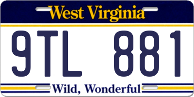 WV license plate 9TL881
