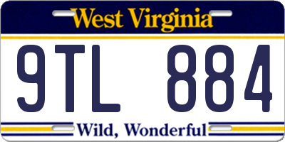 WV license plate 9TL884