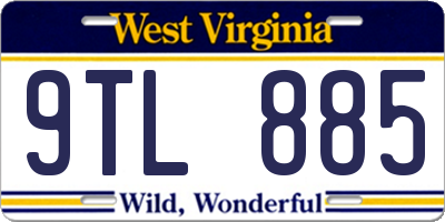 WV license plate 9TL885