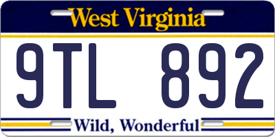 WV license plate 9TL892