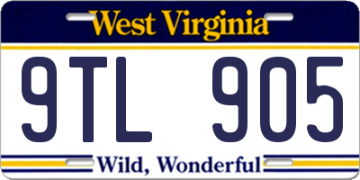 WV license plate 9TL905
