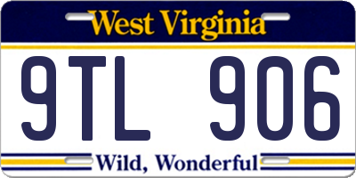 WV license plate 9TL906