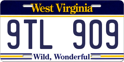WV license plate 9TL909