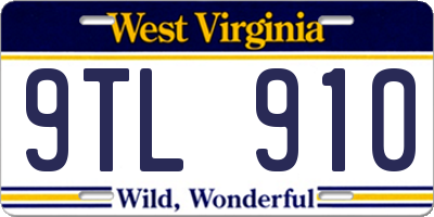 WV license plate 9TL910