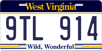 WV license plate 9TL914