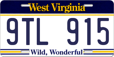WV license plate 9TL915