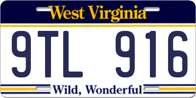 WV license plate 9TL916