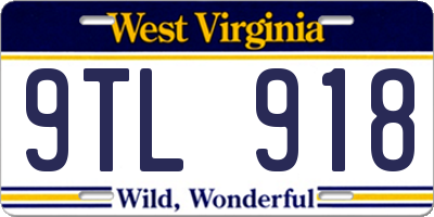 WV license plate 9TL918