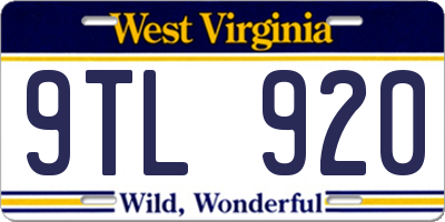 WV license plate 9TL920