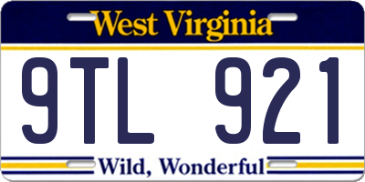 WV license plate 9TL921
