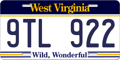 WV license plate 9TL922