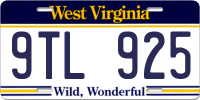 WV license plate 9TL925