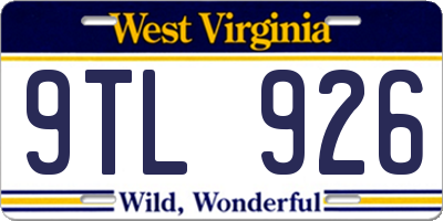 WV license plate 9TL926