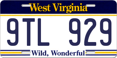 WV license plate 9TL929