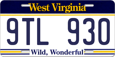 WV license plate 9TL930