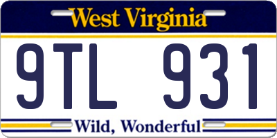WV license plate 9TL931