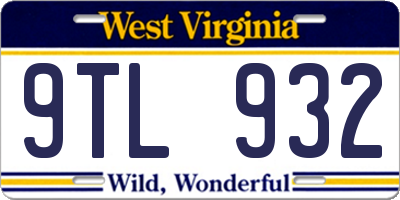 WV license plate 9TL932