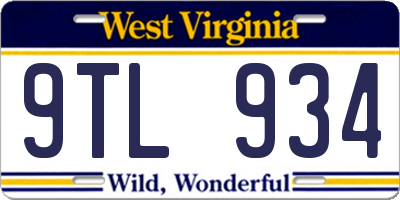 WV license plate 9TL934