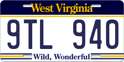 WV license plate 9TL940
