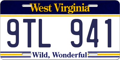 WV license plate 9TL941