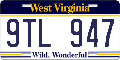 WV license plate 9TL947