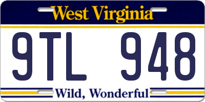 WV license plate 9TL948