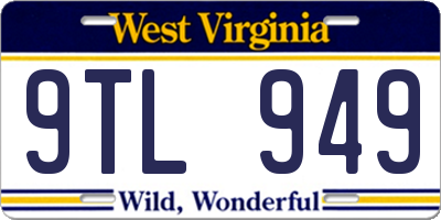 WV license plate 9TL949