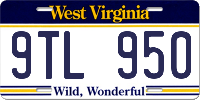 WV license plate 9TL950