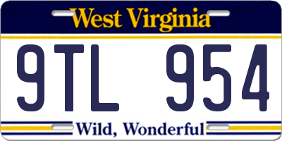 WV license plate 9TL954