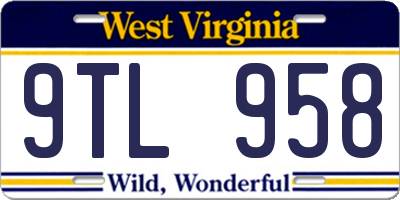 WV license plate 9TL958