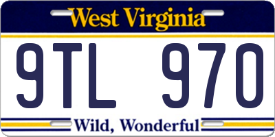WV license plate 9TL970