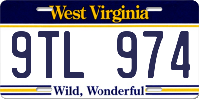 WV license plate 9TL974
