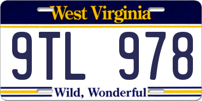 WV license plate 9TL978