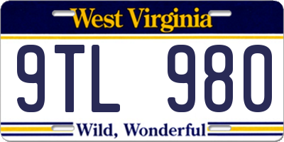 WV license plate 9TL980