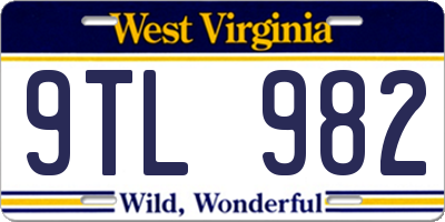 WV license plate 9TL982