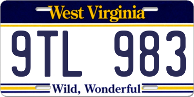 WV license plate 9TL983