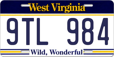 WV license plate 9TL984
