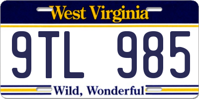 WV license plate 9TL985