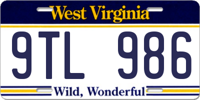 WV license plate 9TL986
