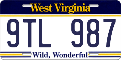 WV license plate 9TL987