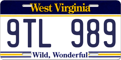 WV license plate 9TL989