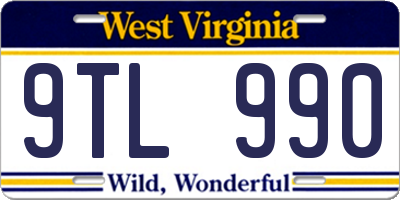 WV license plate 9TL990