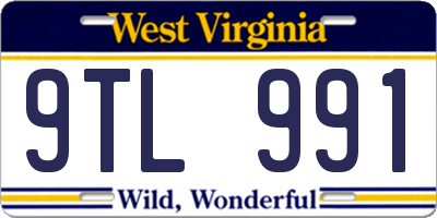 WV license plate 9TL991