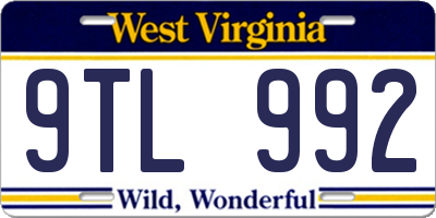 WV license plate 9TL992