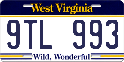 WV license plate 9TL993