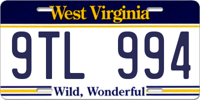 WV license plate 9TL994