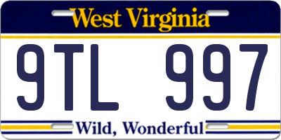 WV license plate 9TL997