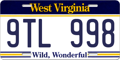 WV license plate 9TL998